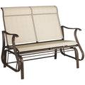 2-Person Outdoor Glider Chair, Patio Glider Rocking Chair with Mesh Seat and Backrest, Steel Frame for Outdoor, Backyard, Khaki