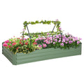 6' x 3' x 1' Raised Garden Bed with 2 Trellis Tomato Cages, Steel Frame Elevated Planter Box, Light Green