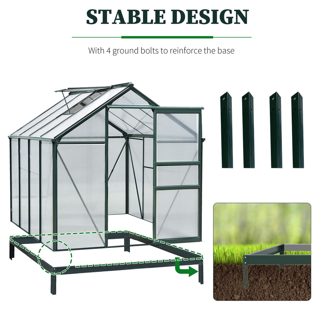 6' x 8' Greenhouse Clear & Twin Wall Panels Green Frame Press to Select