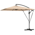 Patio Offset Umbrella UPF 50+ UV Protection, Crank Parasol with Base, Cover & Wind Securing, Khaki