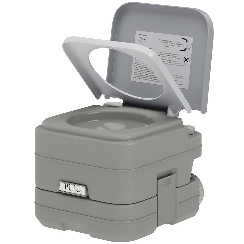 Portable Camping Toilet, Porta Potty with 2.6 Gal Waste Tank & 2.6 Gal Flush Tank, Leak-Proof and Odourless