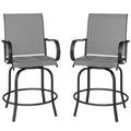 Outdoor Bar Stools Set of 2, 360Â° Swivel Bar Height Chairs, 26.8" x 29.5" x 48.4", Grey