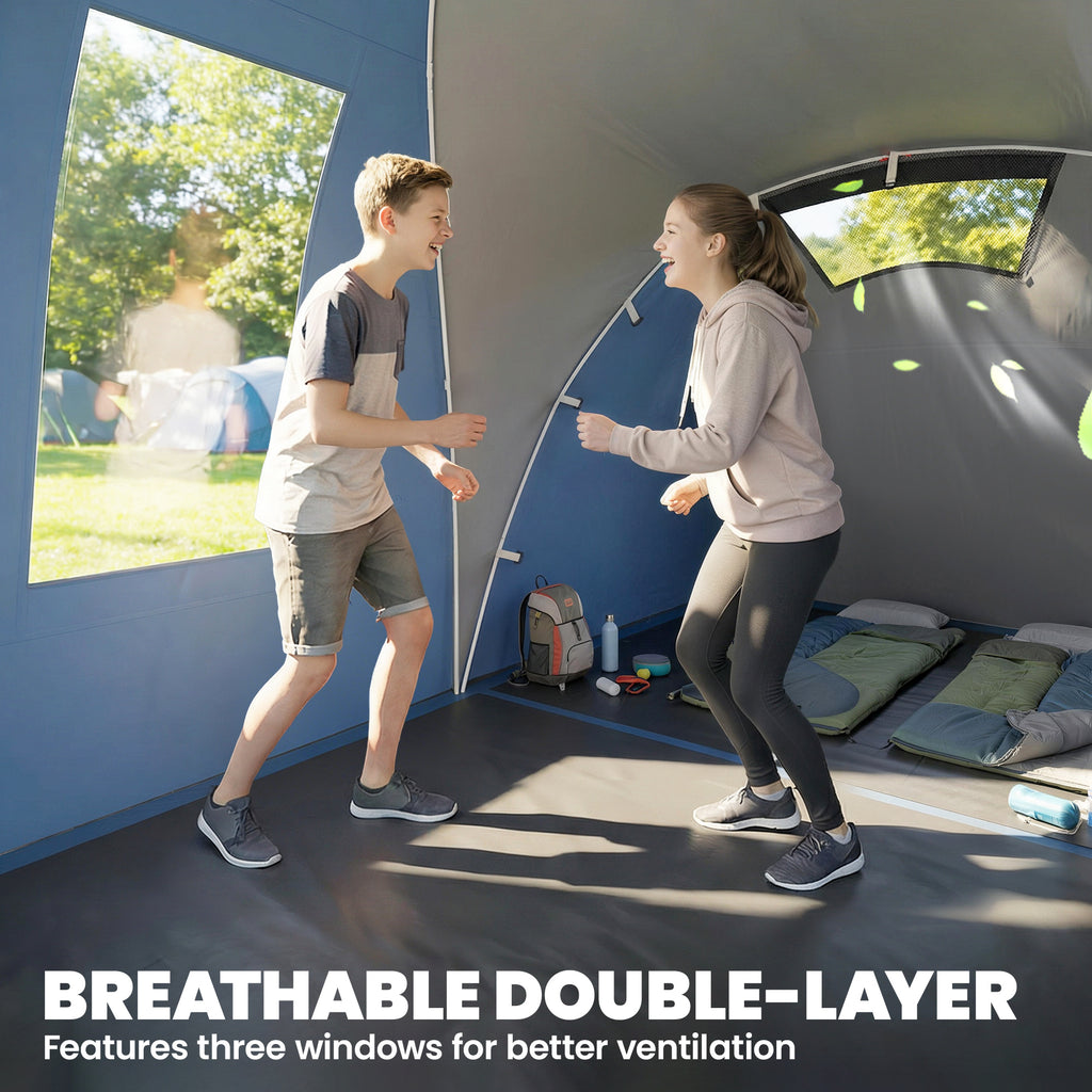 Multi-Room Camping Tent for 8-12 Person, Large Family Tent with 3000mm Waterproof Rainfly and Screen Panels,