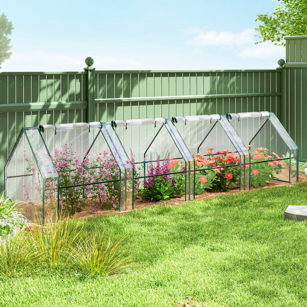 Portable Mini Greenhouse Tunnel Growing Tent Plants Flower Warm House w/ Zippered Roll-up Doors, Clear
