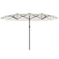 173" Double-Sided Sun Umbrella Garden Parasol Patio Sun Shade Outdoor with LED Solar Light, Cream White