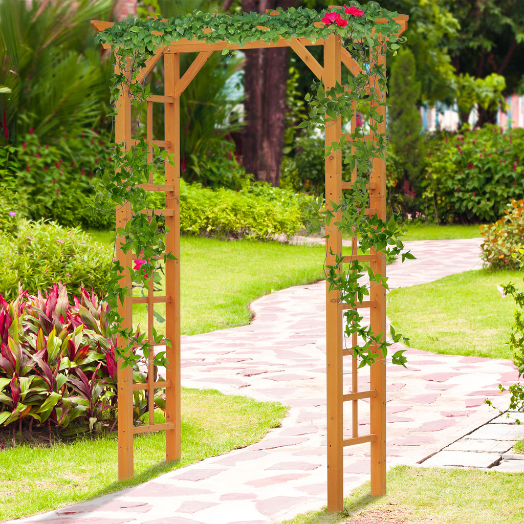 85" Wooden Outdoor Garden Arbour, Garden Arch Trellis for Climbing Vines  for Wedding and Ceremony - Orange
