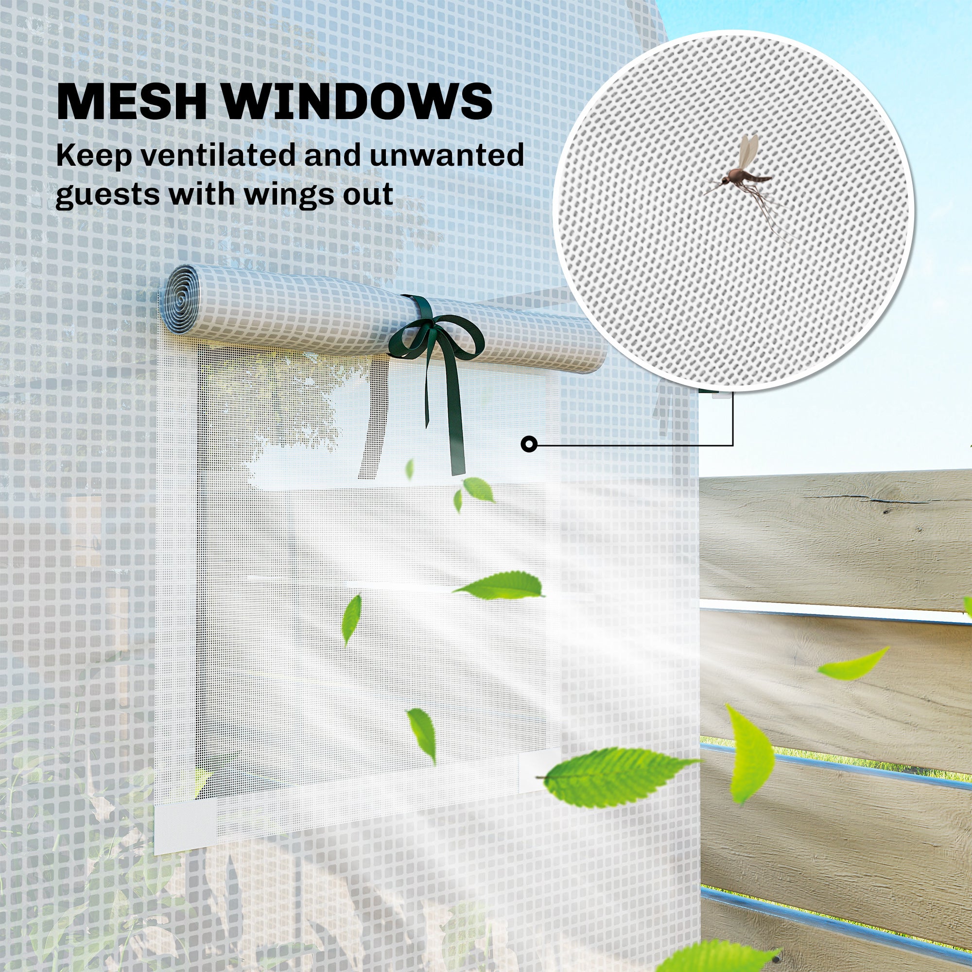 Mini Greenhouse, Portable Garden Green House with Roll-up Door and Mesh Windows, 6' x 2' x 6.6', White