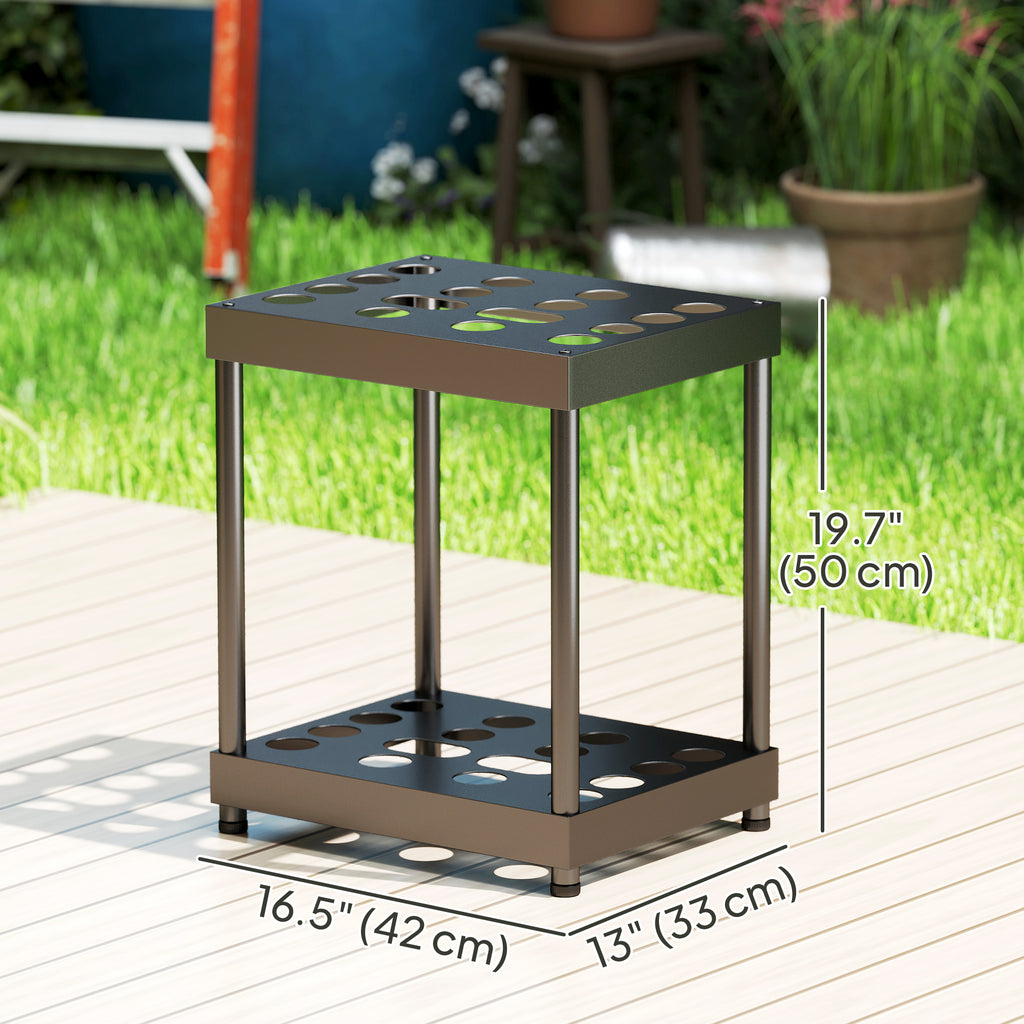 Garden Tool Storage Rack, Up to 16 Tools, Heavy-Duty Metal Yard Tool Organizer for Garage Organization and Storage