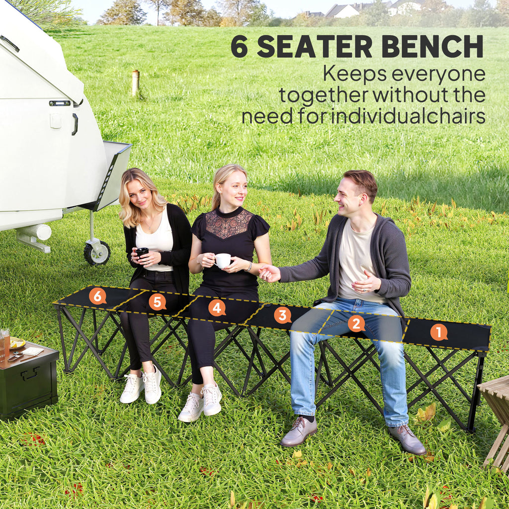 Portable 6-Seater Folding Camping Chair, Team Bench Chair with Carry Bag for Soccer Football Team, No Assembly