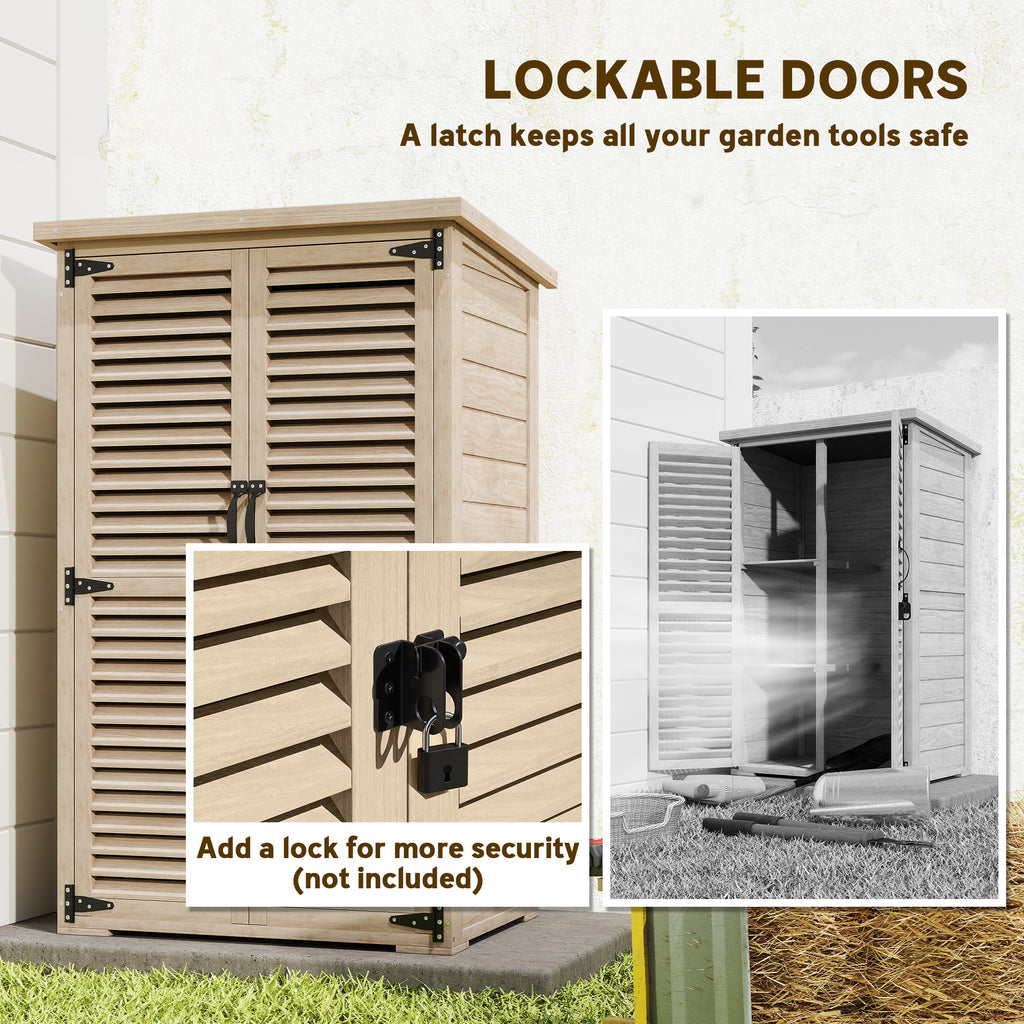 30" x 20" x 47" Wooden Garden Shed, Outdoor Storage Shed with Waterproof Asphalt Roof, Shelves, Natural