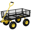 Steel Garden Cart, Utility Wagon with Removable Sides, 10" Wheels, 180Â° Rotating Handle, 440lbs Capatity