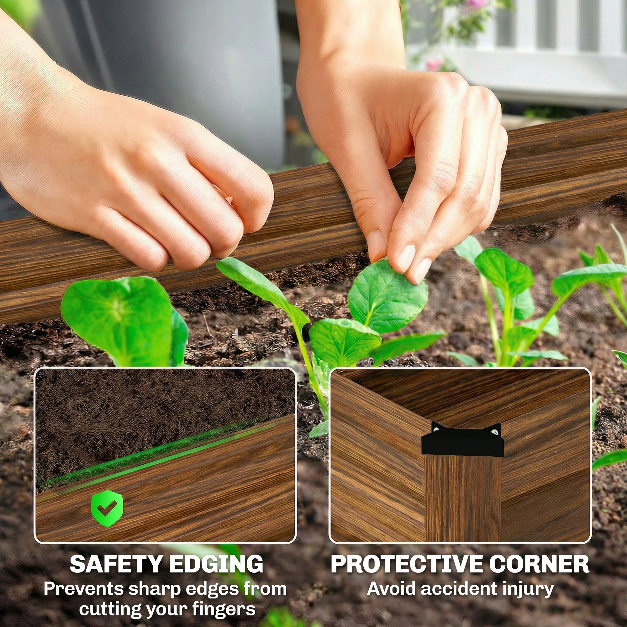 Set of 2 Galvanized Raised Beds for Garden, Outdoor Planter Box for Flowers, Herbs and Vegetables, Dark Brown