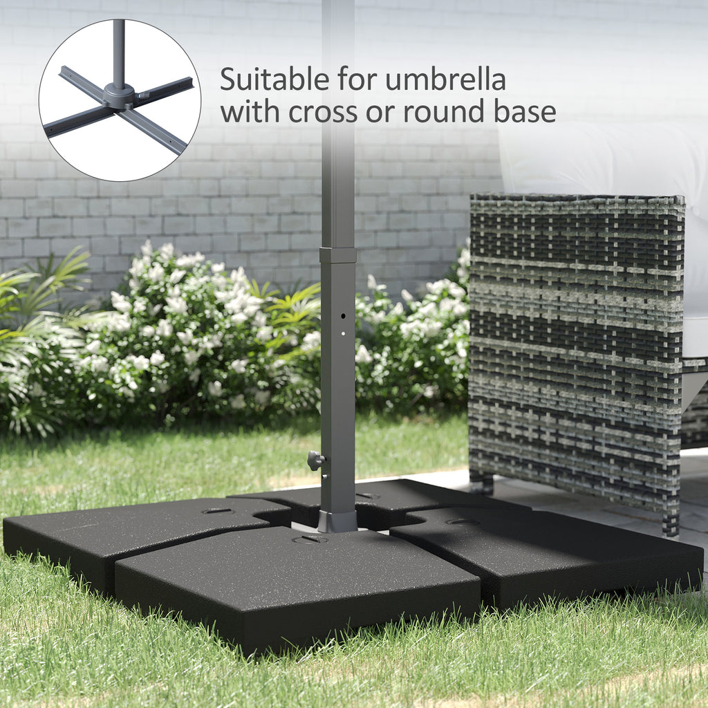 4 Pieces Base Weight Stand, Heavy Duty Square Offset Cantilever Umbrella Stand Weighted Base, Total 264Lbs Sand/ 176Lbs Water Filled