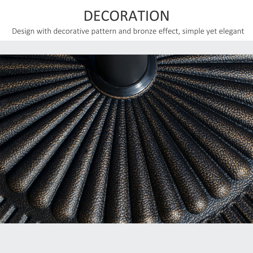 Round Umbrella Base Î¦19.1", 31.5 lbs Resin Stand with Decorative Design for Poles 1.5"/1.9", Bronze