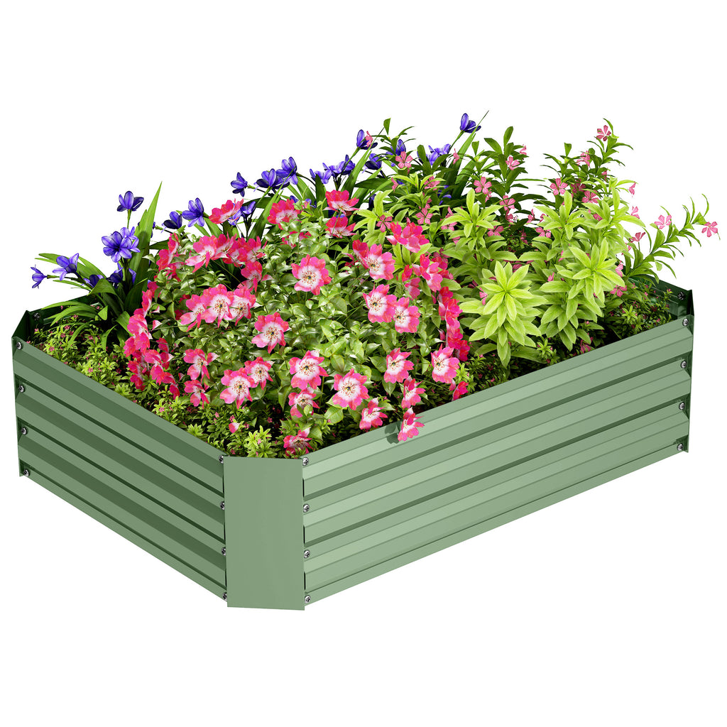 Galvanized Raised Garden Bed, 4' x 3' x 1' Outdoor Metal Planter Box, Raised Bed for Growing Flowers Herbs, Dark Green