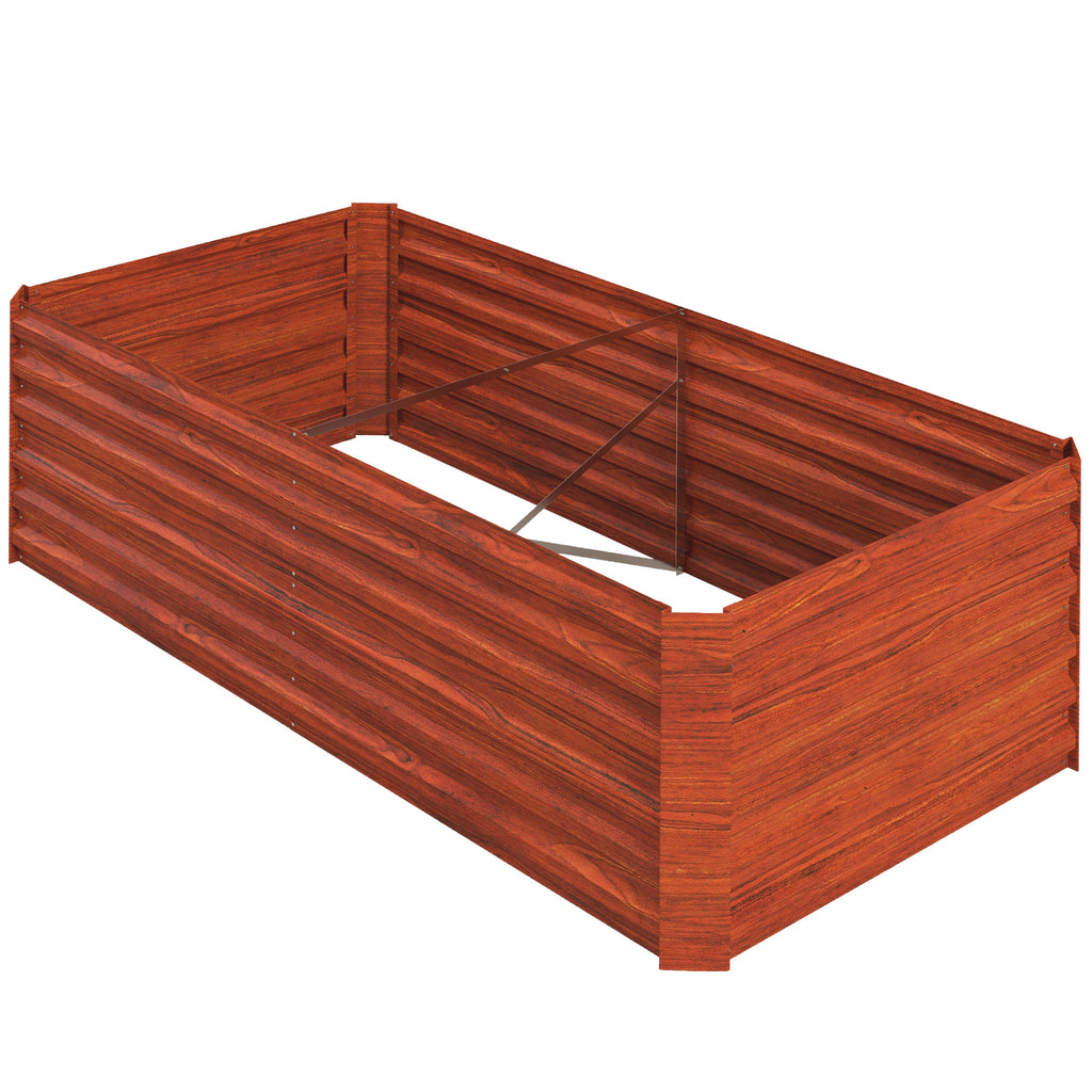 Galvanized Raised Garden Bed, Steel Outdoor Planters with Reinforced Rods, 71" x 35" x 23", Rustic Brown