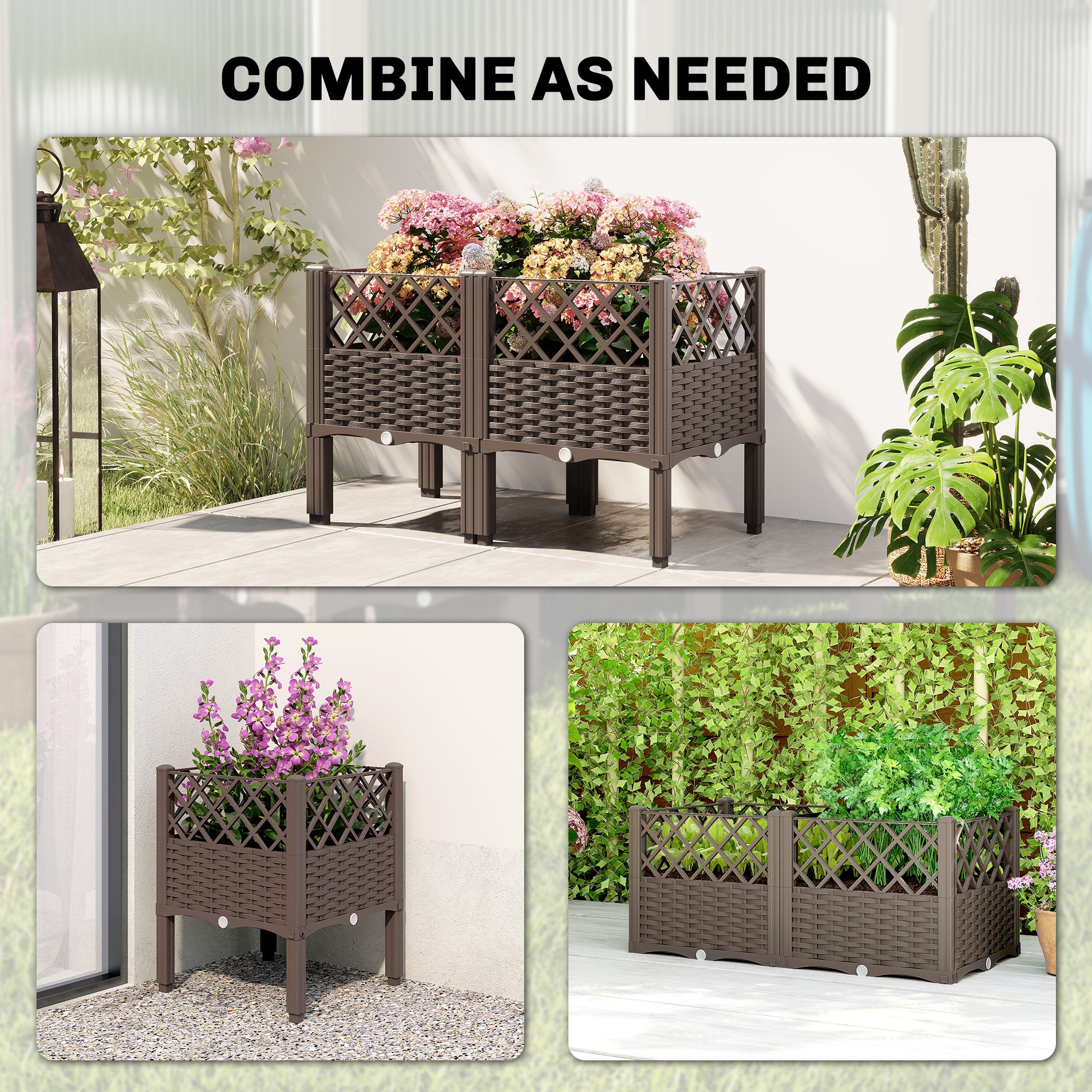 Raised Garden Bed with Legs, Self Watering Elevated Planter Boxes with Drainage Holes, 31.5" x 15.7" x 20.3"