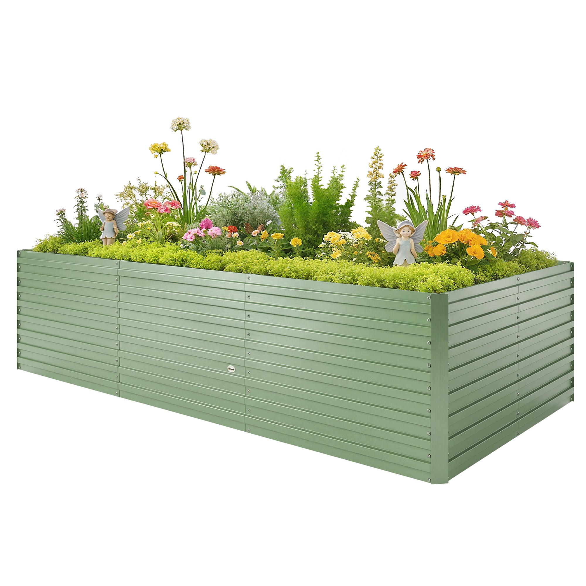 8' x 4' x 2' Raised Garden Bed, Galvanized Planter Box for Growing Flowers, Herbs and Vegetables, Light Green