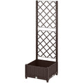 Raised Garden Bed with Trellis, Plastic Raised Flower Bed with Drainage Holes and Drain Plugs, 16" x 16" x 48"