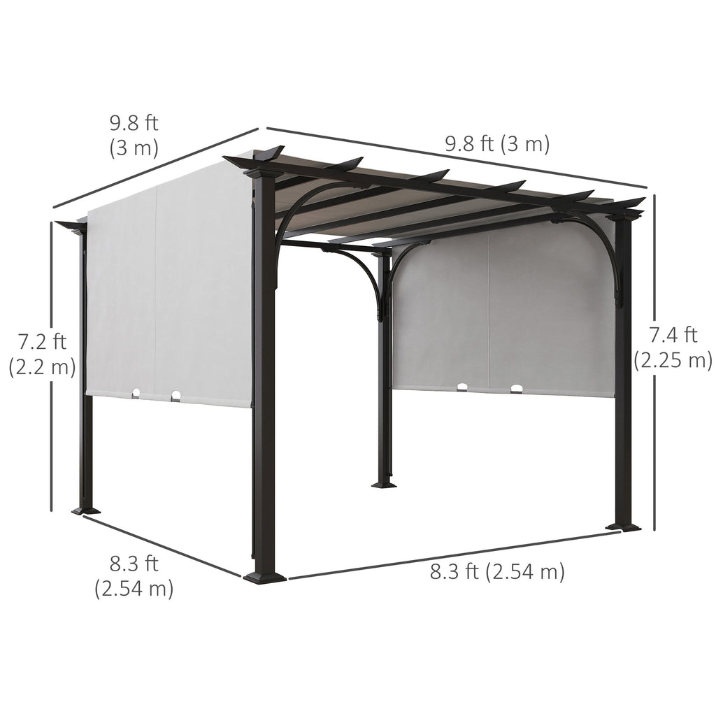 10' x 10' Outdoor Pergola Patio Gazebo Canopy Sun Shelter, Steel Frame, White