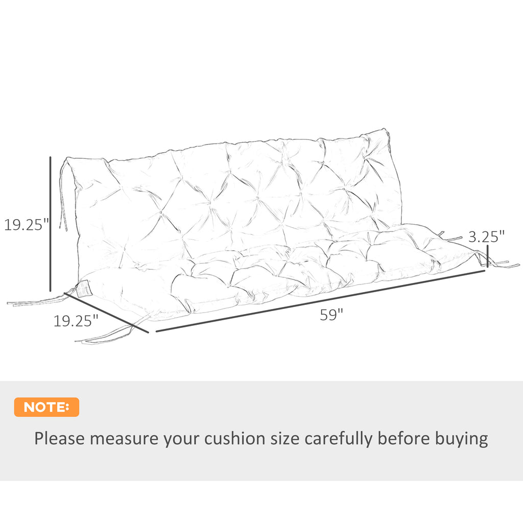 Porch Swing Cushion Garden Bench Cushion with Backrest, Non-Slip 3-Seater Soft Pad, Dark Blue
