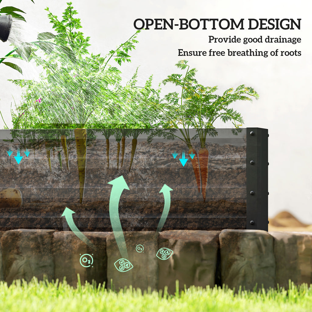 L-Shaped Raised Garden Bed, 82" x 109" x 12" Galvanized Steel Planter Box with Multi-reinforced Rods for Vegetables, Flowers and Herbs, Black