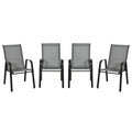 Set of 4 Outdoor Dining Chairs, Heavy Duty Stackable Patio Dining Set with Armrests for Balcony Garden, Dark Grey