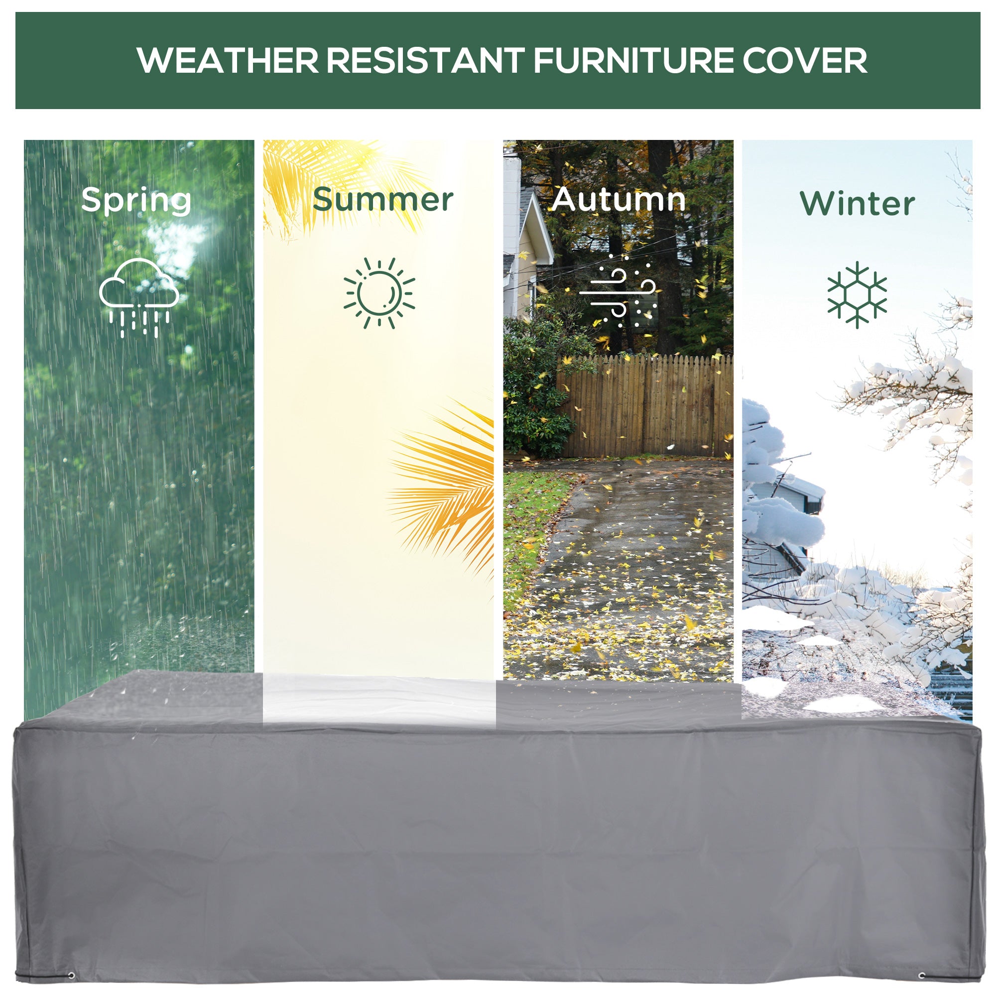 Patio Furniture Covers, Waterproof, Windproof and Anti-UV 300D Oxford Fabric Large Outdoor Furniture Cover for Outdoor Sectional Sofa Set, 97" x 65" x 26", Grey