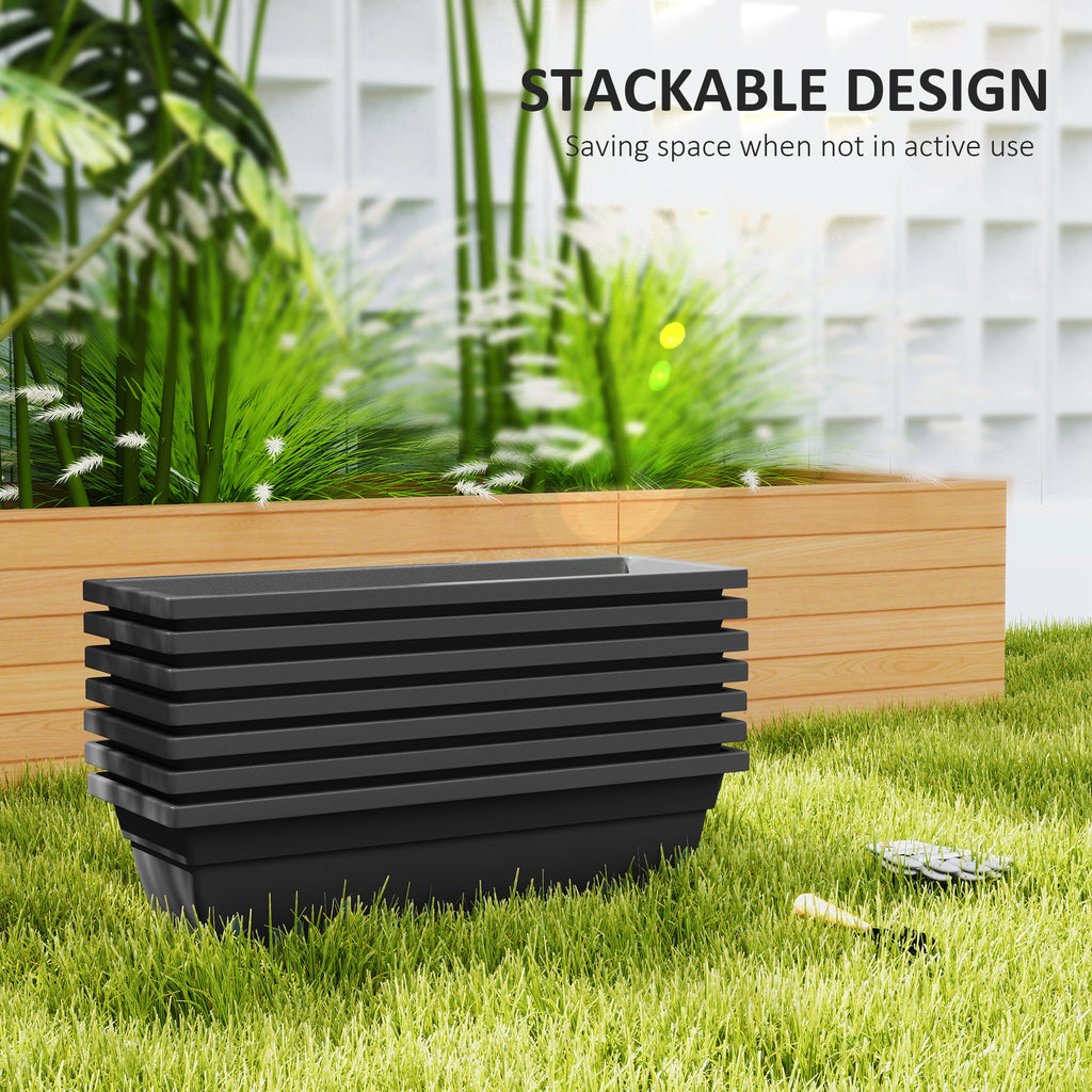 Long Rectangular Flower Plant Pots, 7 Pack 23 Inches Window Boxes Planters for Windowsill, Garden, Black