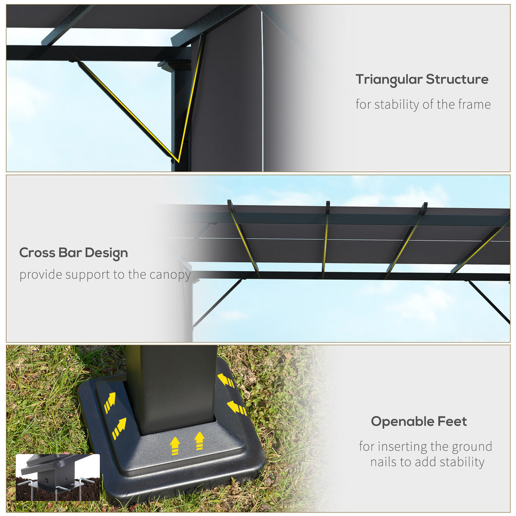10' x 10' Retractable Pergola Canopy for Backyard, Grey