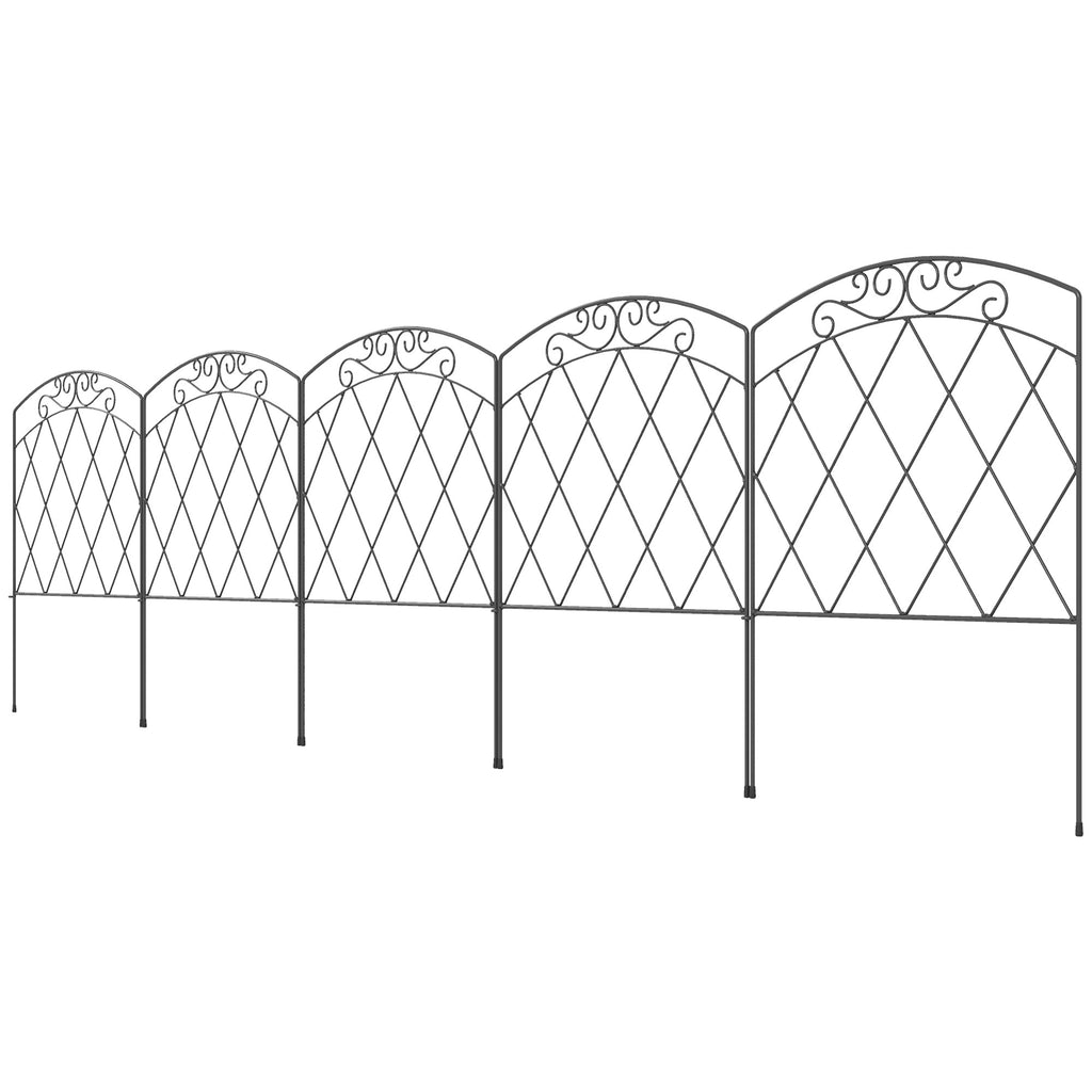 5 Pack Garden Fencing for Yard, Decorative Fence Panels as Flower Edging, Swirls Black