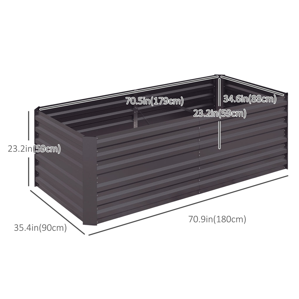 Galvanized Raised Garden Bed, Steel Outdoor Planters with Reinforced Rods, 71" x 35" x 23", Dark Grey