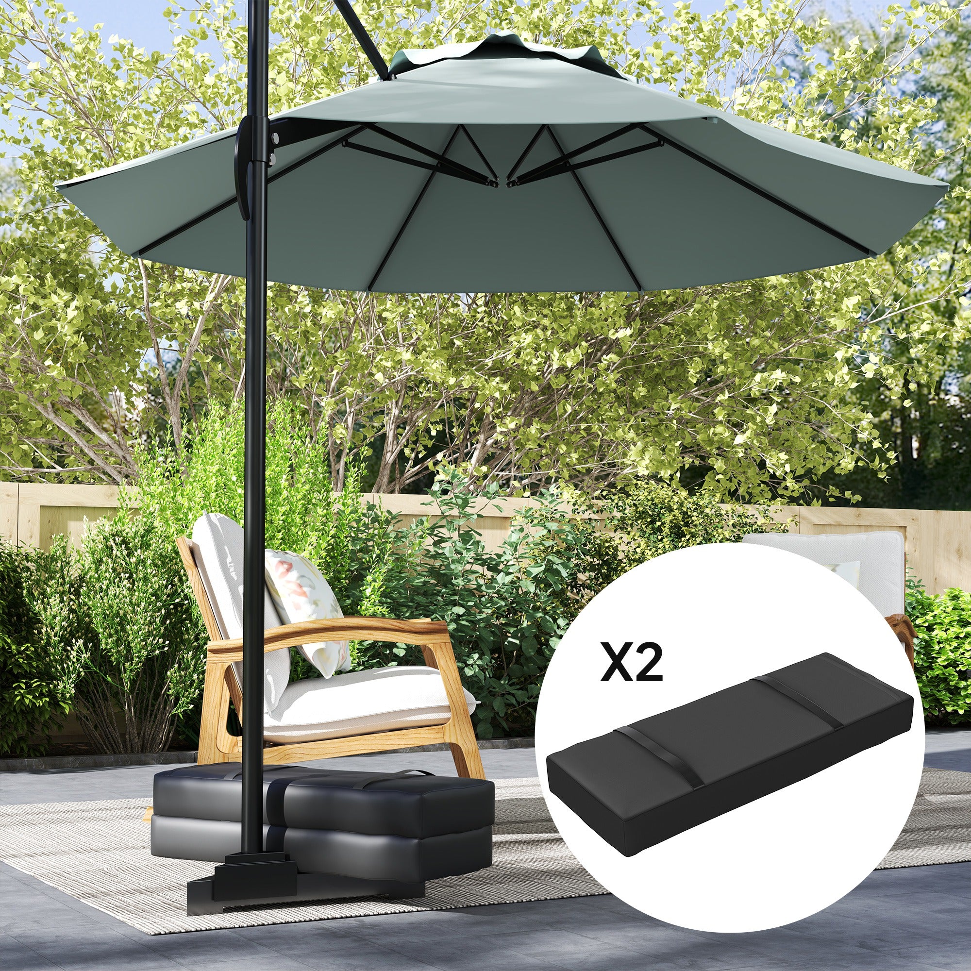 2PCS Patio Umbrella Base Weight Bag, Umbrella Stand Weights with Handles, 33 lbs with Sand Filling, Patio Umbrella Weights for Offset/Cantilever Umbrella Stand Base, Black