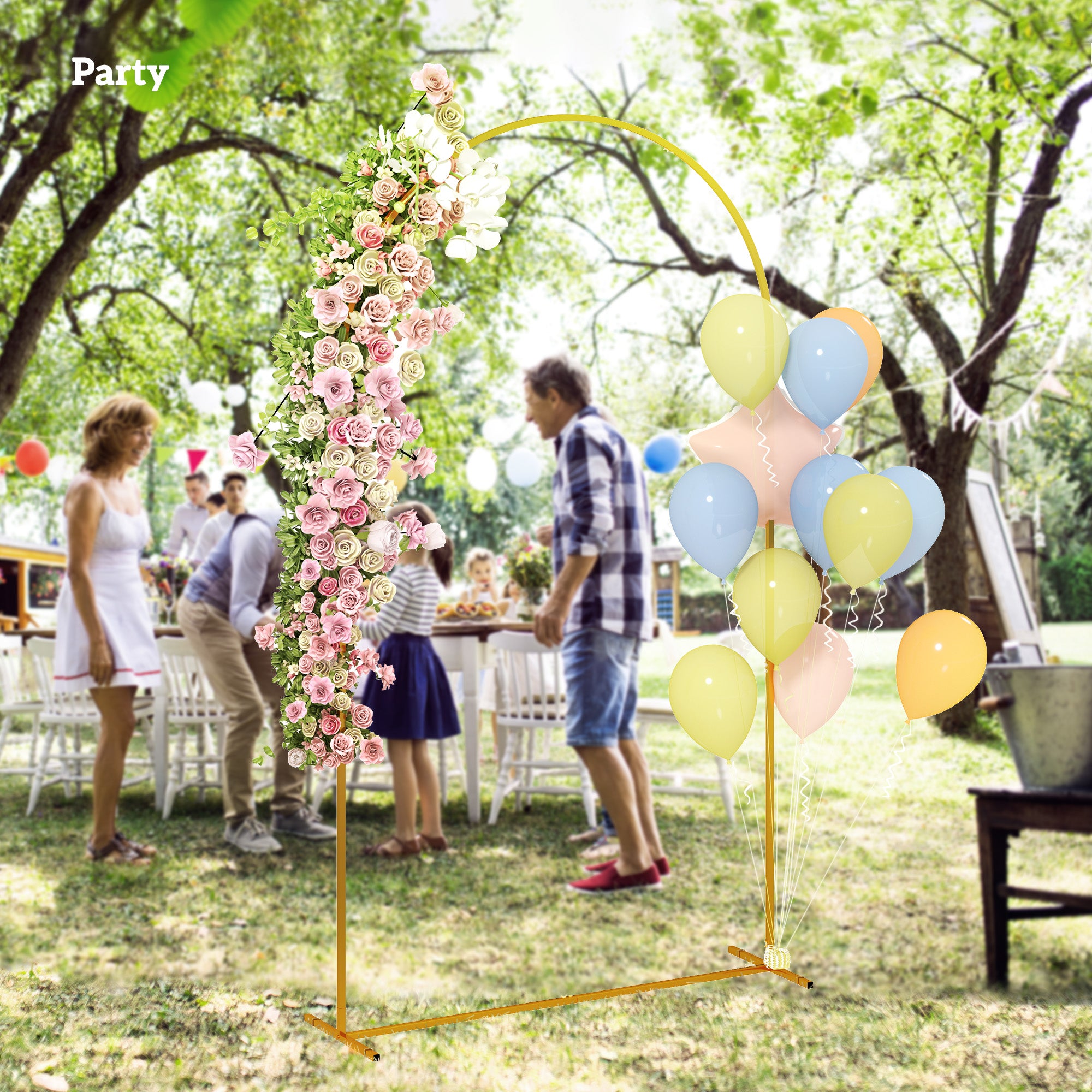 7FT x 4FT Gold Wedding Arch with U-shaped stakes for Birthday Parties, Bridal Showers, Graduation, and Ceremony