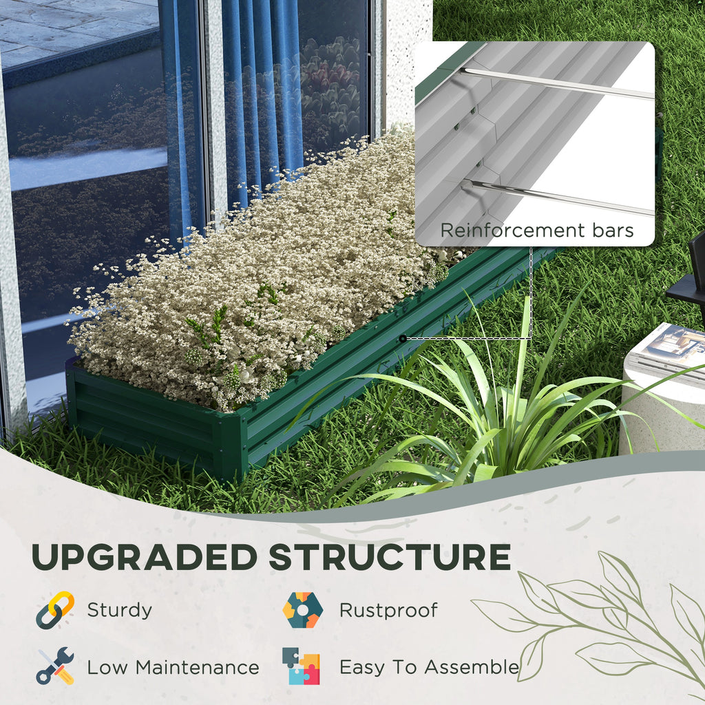 Galvanized Raised Garden Bed Steel Planter Box w/ Rods for Vegetables Flowers Herbs, 82" x 109" x 12", Green