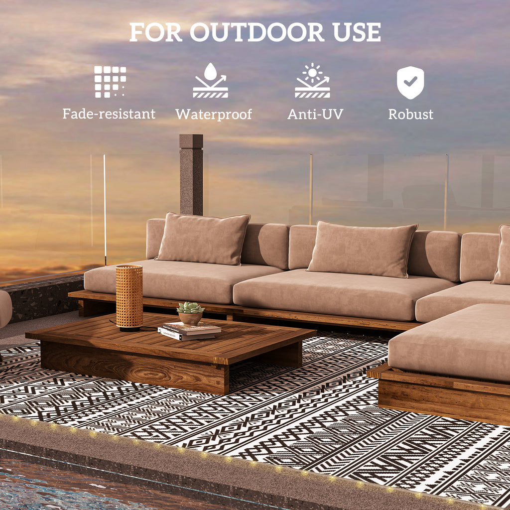 Outdoor Rug Carpet with USB Lights Reversible Patio Rug with Carry Bag for Camping 12' x 9'