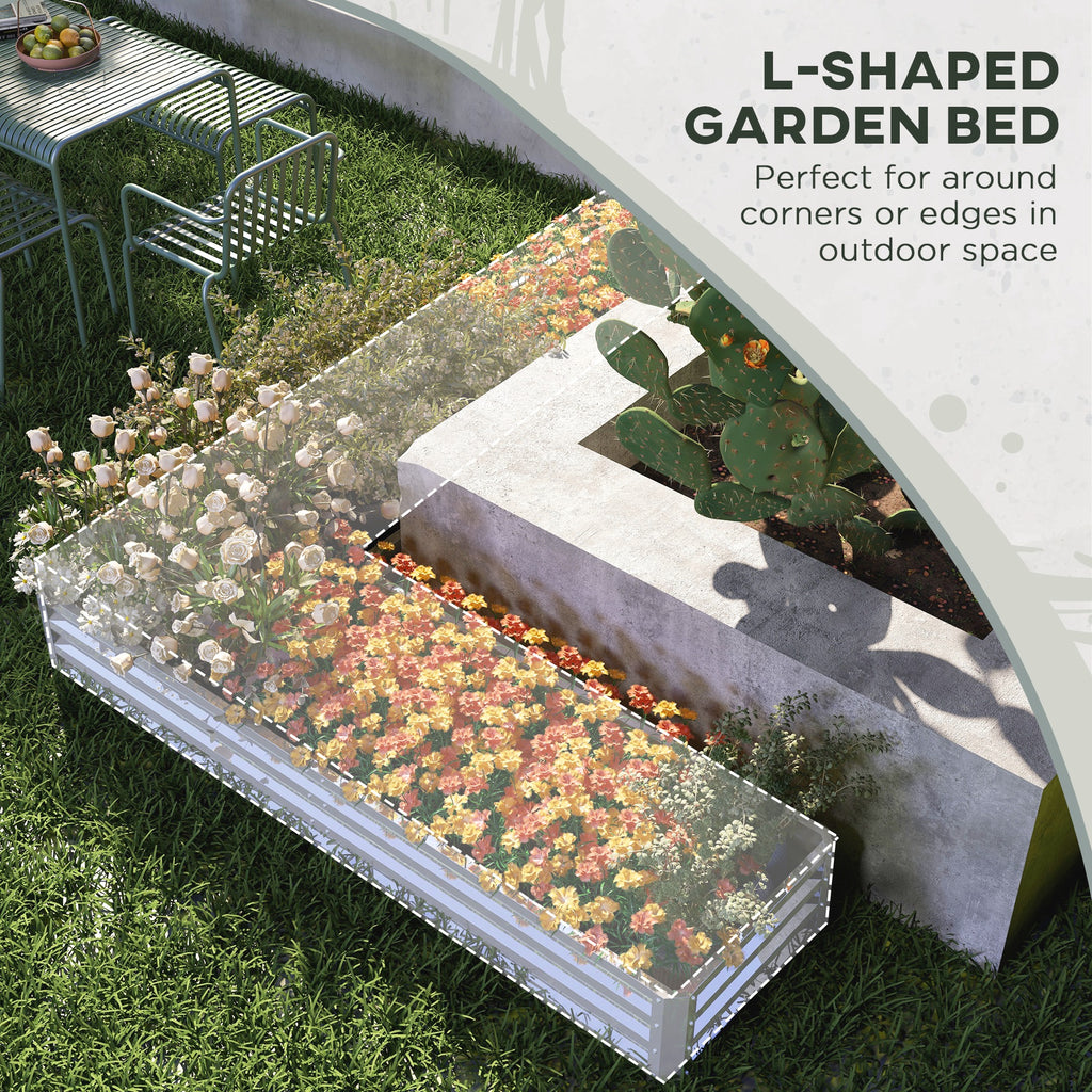 Galvanized Raised Garden Bed Steel Planter Box w/ Rods for Vegetables Flowers Herbs, 82" x 109" x 12", Silver