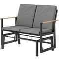 Outdoor Glider Bench for 2 Person, Patio Glider Loveseat with Thick Cushions for Garden Balcony Porch, Dark Grey