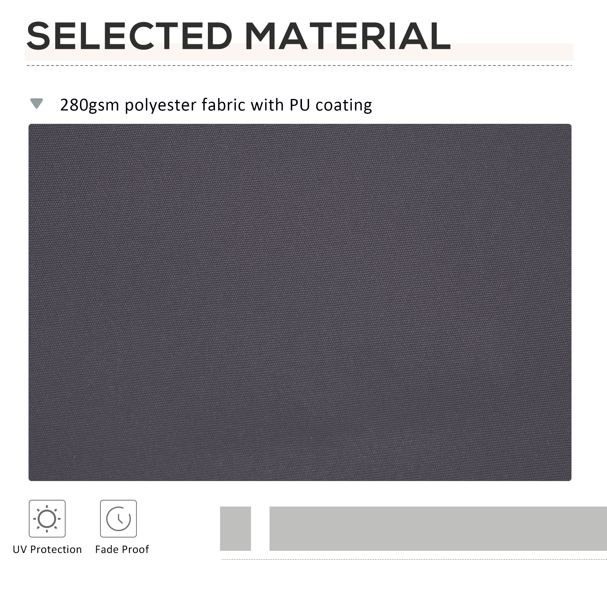 11' x 10' Retractable Awning Fabric Replacement Outdoor Sunshade Canopy Awning Cover, UV Protection, Grey