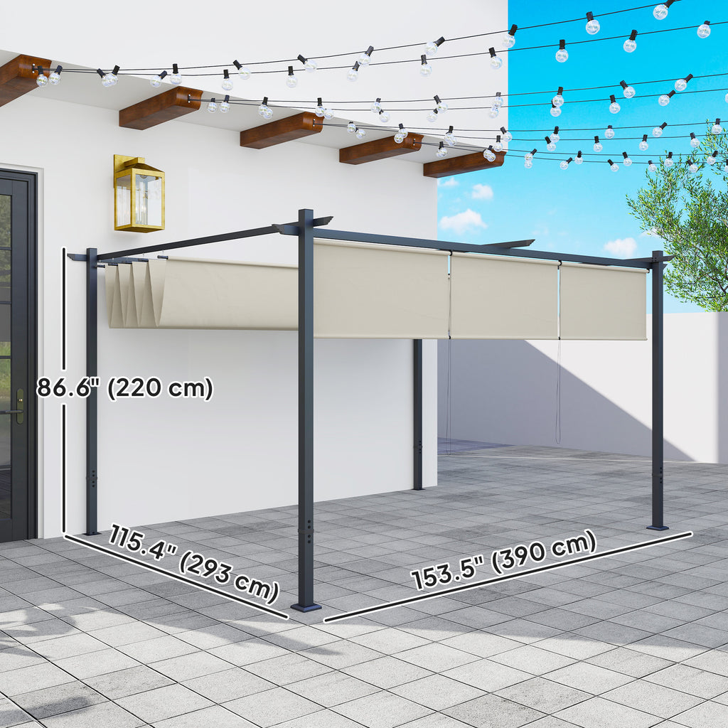 10' x 12' Retractable Pergola Canopy with Roller Shade, Free Standing Patio Gazebo, UPF30+