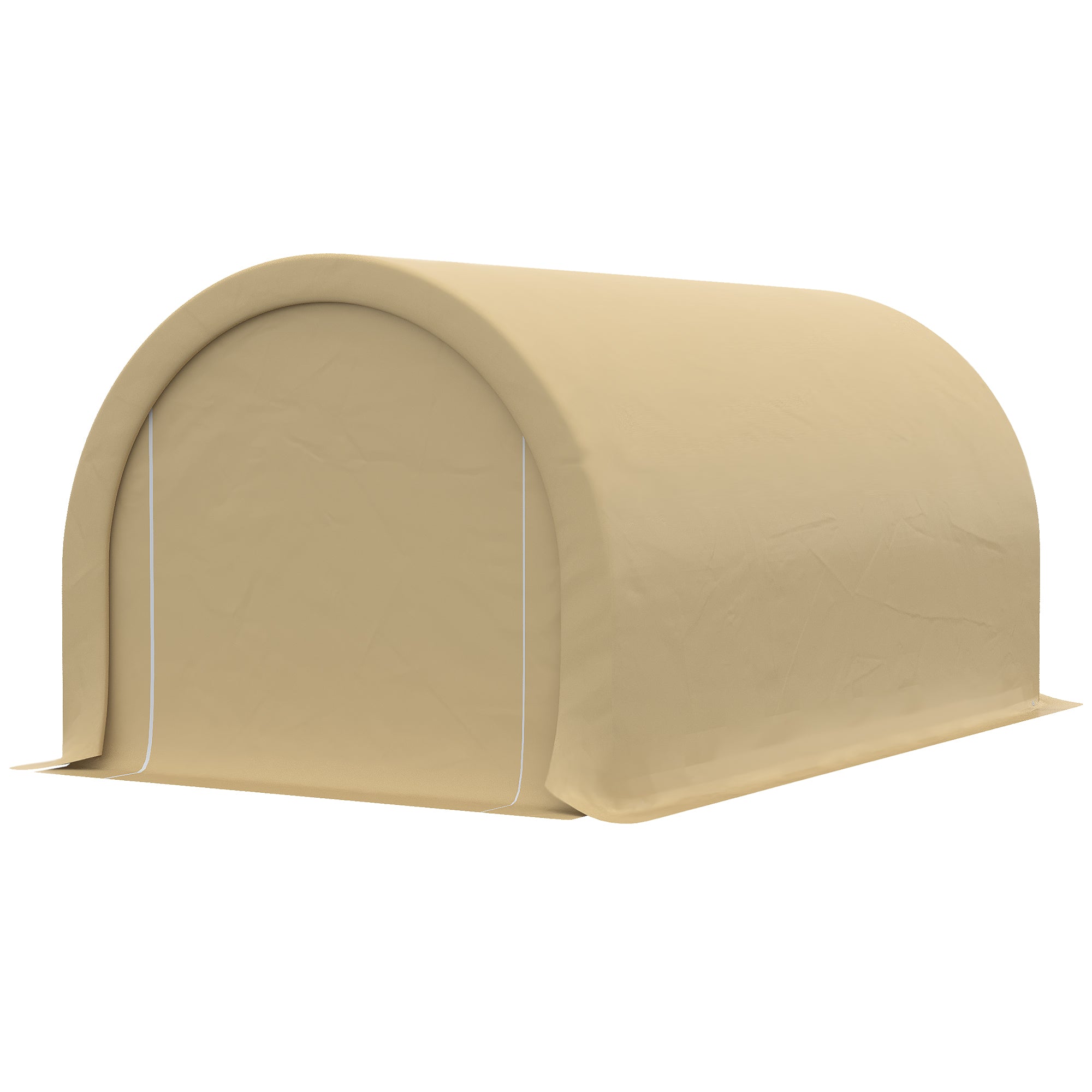 10' x 16' Heavy Duty Portable Carport Tent with Zippered Door, PE Cover for Car, Boat, Motorcycle, Bike, Beige