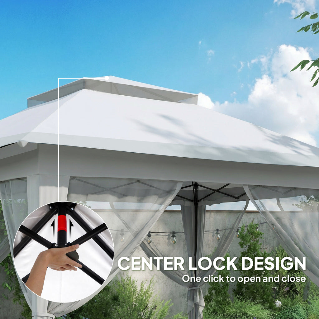 12' x 12' Foldable Pop-up Party Tent Instant Canopy Sun Shade Gazebo Shelter with Steel Frame, Light Grey