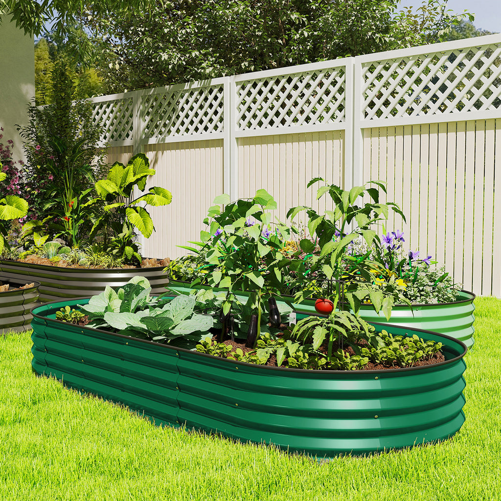7 x 3 x 1ft Galvanized Raised Garden Bed Kit, Metal Planter Box with Safety Edging, Green