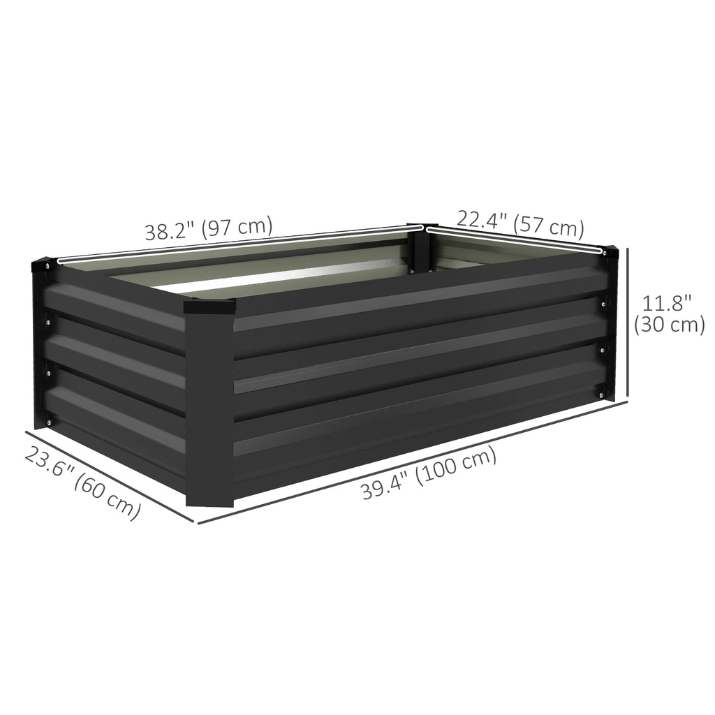 Set of 2 Galvanized Raised Beds for Garden, Outdoor Planter Box for Flowers, Herbs and Vegetables, Grey