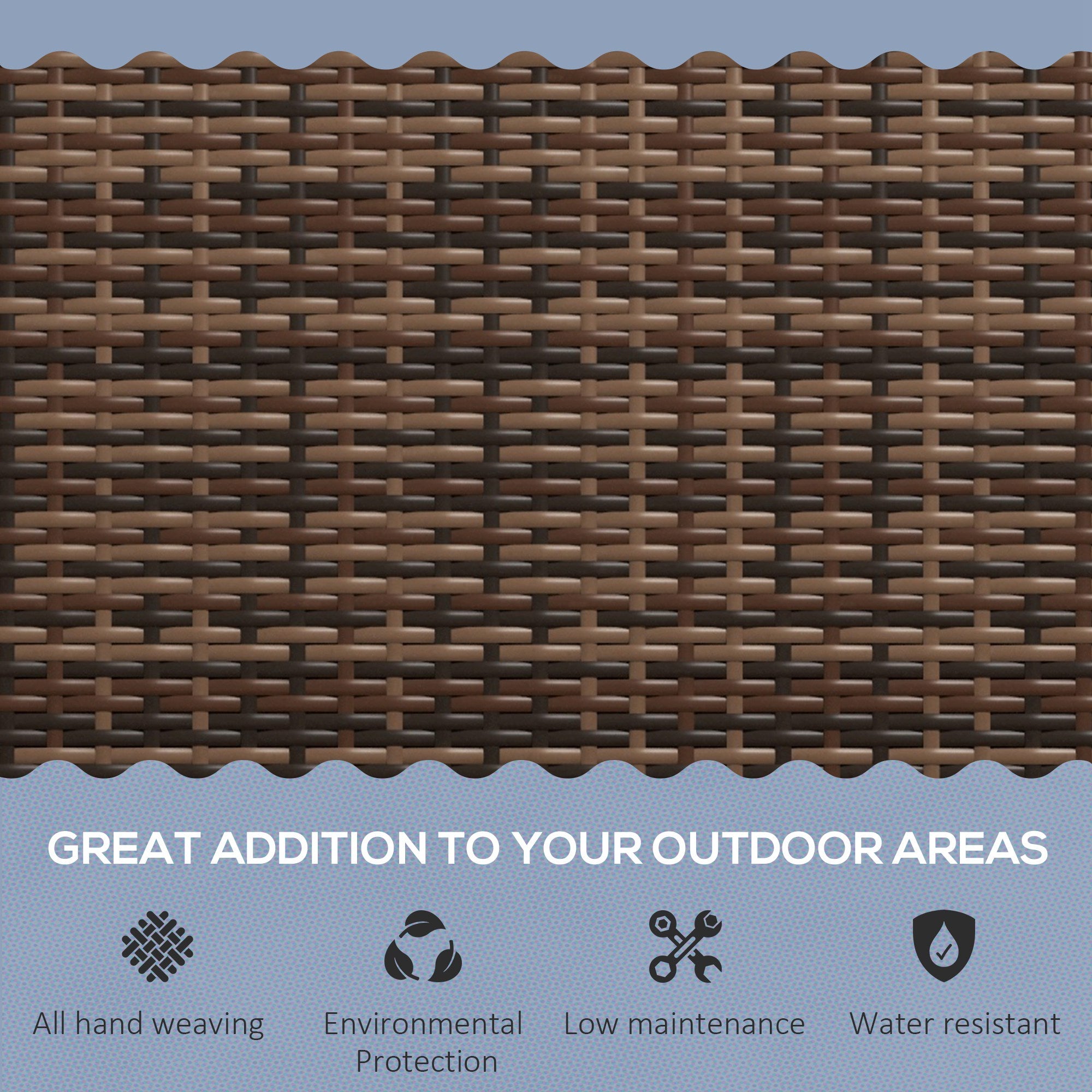 Rattan Wicker Loveseat Garden Furniture Leisure Chair with Armrests Brown