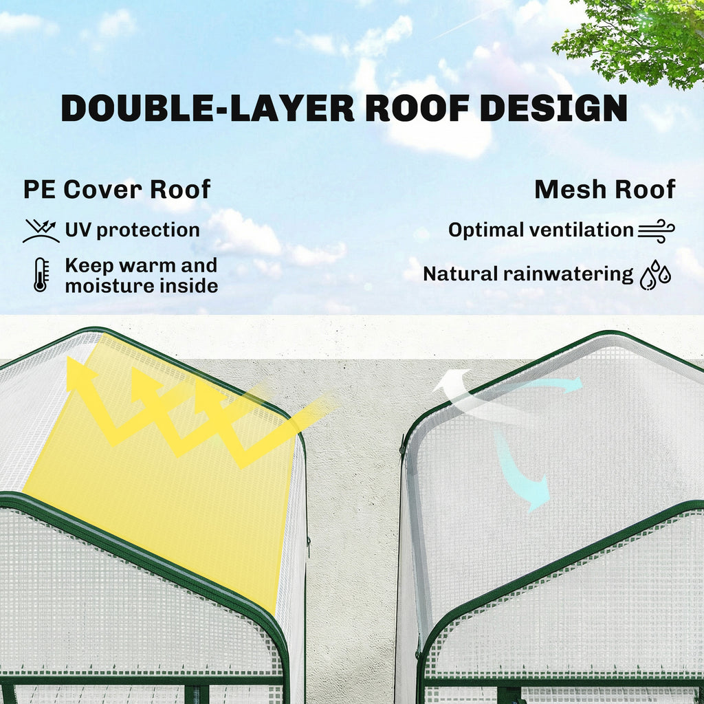 Mini Greenhouse with Screen Roof, Portable Small Greenhouse with Roll-Up Zipper Door, 27.6" x 19.7" x 75.6", White