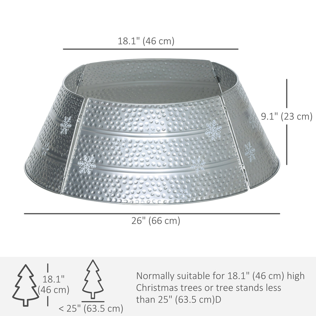 26" Christmas Tree Base Cover, Christmas Tree Collar with Hollow Snowflake Pattern for Holiday, Party, Silver