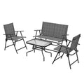 OutdoorÂ 4 Pieces Patio Furniture Set,Â Garden Set with Two Foldable Armchairs, a Loveseat &Â GlassÂ TopÂ Table, Mixed Grey