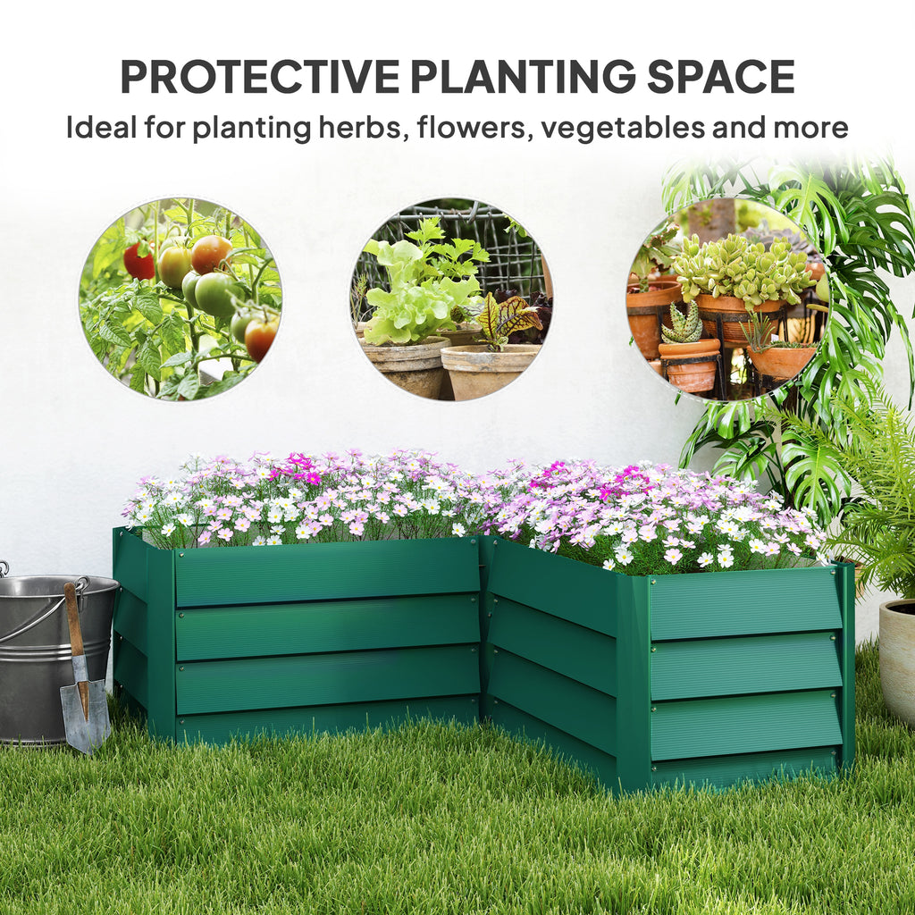 45" x 45" x 17" L-Shaped Galvanized Steel Raised Garden Bed for Vegetables, Flowers, Herbs, Green
