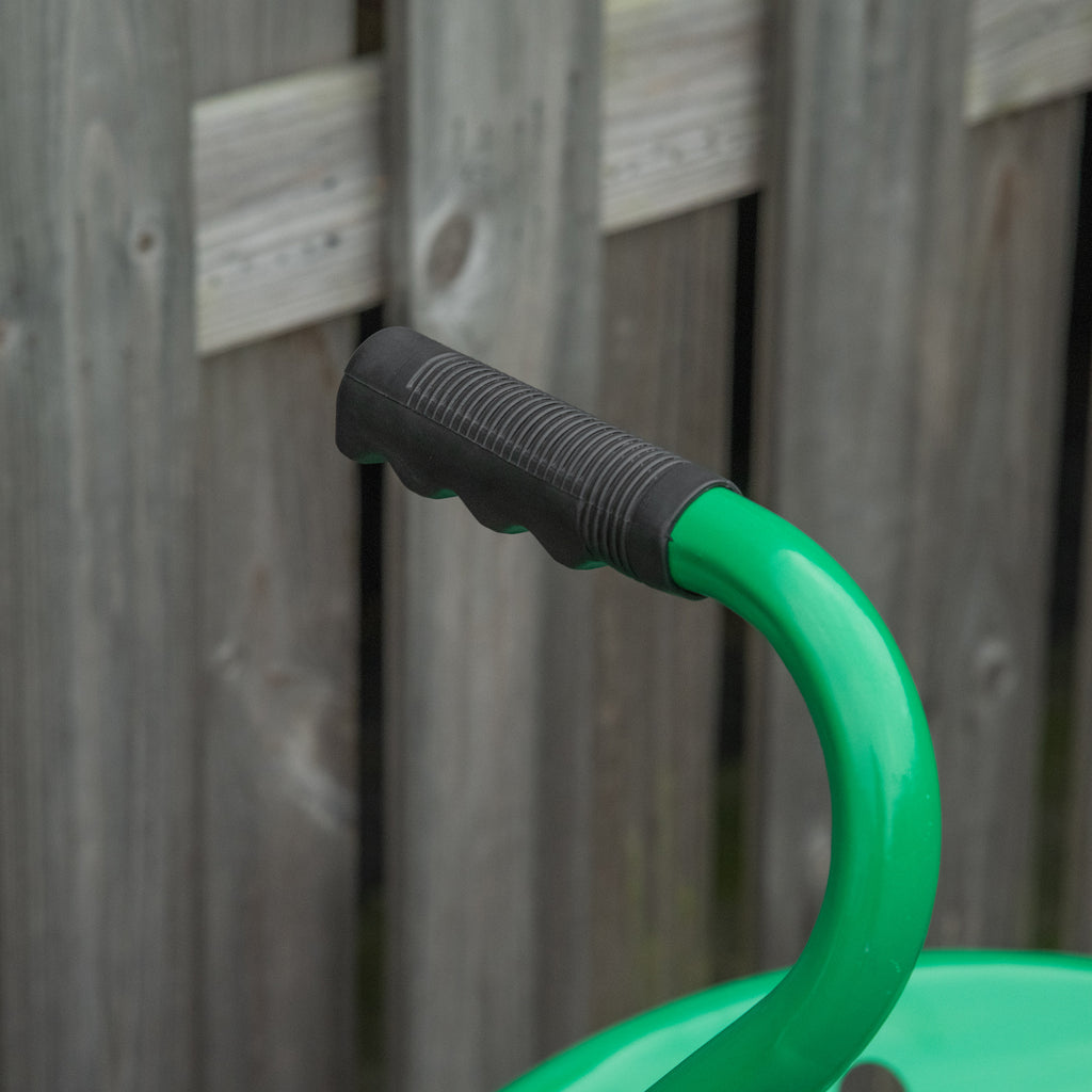 Garden Scooter, Rolling Cart with Swivel and Adjustable Seat, Tool Tray, Bucket Basket, Green and Black